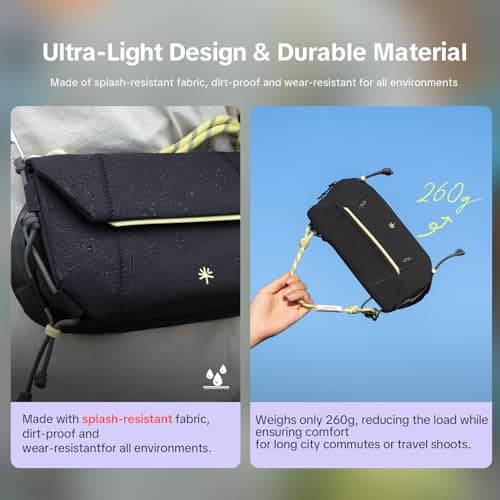 PGYTECH OneGo Pocket Sling for DJI Osmo Pocket 3/Insta 360/Gopro, Portable Splashproof Everyday Carry Case with Detachable Strap, 2L, 3-Layer Storage Crossbody Carrying Bag for Daily & Travel, White - Thumbnail 4