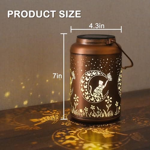 Mothers Day Gifts for Mom Grandma - Birthday Gifts for Women, Cat Solar Lights Outdoor Waterproof, Decorations Outside for Yard, Garden Decor Solar Lantern - Thumbnail 4