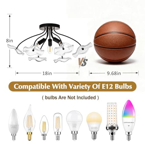 Luvkczc Semi Flush Mount Ceiling Light, Modern Glass Ceiling Light Fixture, Vintage Black Lighting for Kitchen Entryway Hallway Bathroom Bedroom Foyer, 3 Light E12 Socket - Thumbnail 2