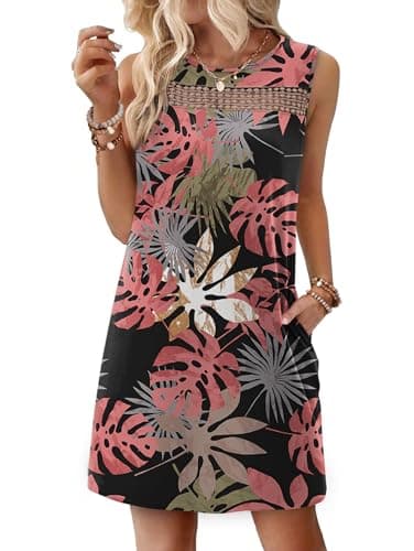 WIHOLL Dresses for Women 2026 Elegant Classy Summer Dress Beach Vacation Clothes Spring Fashion Clothing Sundresses Casual Dresses Travel Resort Wear Date Outfits Floral Pink L - Image 1