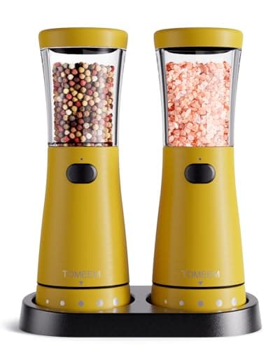 Electric Salt and Pepper Grinder Set with Storage Base, Stainless Steel Rechargeable Salt and Pepper Grinder Set with 4.5 oz Large Capacity, 1.8" Wide Mouth, Adjustable Coarseness, Ideal for Kitchen - Image 1