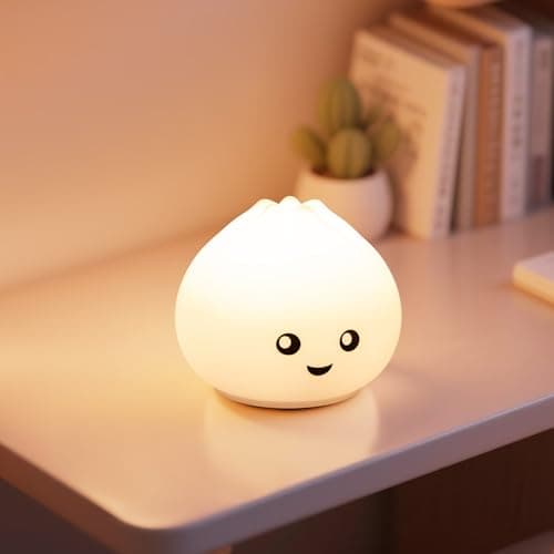 loatme Night Light for Kids, Rechargeable Dimmable Silicone LED Nightlight with 7 Colors, Baby Nursery Night Lamp, Touch Squishy Lamp, Cute Gifts for Girls, Boys, Toddler Room Decor, Dumpling - Image 1