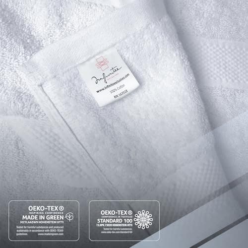 Infinitee Xclusives – Luxury Bath Sheets Towels – 1 Pack 600 GSM (35X70 Inches) – 100% Ring Spun Cotton Large Bath Towels for Bathroom (Brilliant White, Bath Sheets - Pack 1) - Thumbnail 5