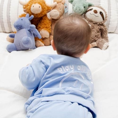 Snuggle Squad Organic Cotton Baby & Toddler Sweatsuit – 2pc Cozy Premium Sweatshirt & Jogger Set – OEKO-TEX Certfied Outfit Size: 4T, Baby Blue - Thumbnail 4