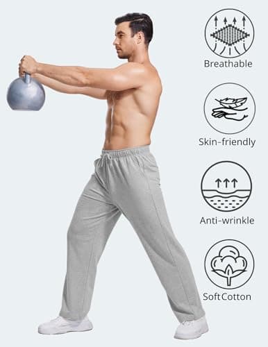 PINSPARK Men's Sweatpants with Pockets Lightweight Sweat Pants for Men Straight Leg Jogger Sweatpants Big Tall Grey Sweatpants Men - Thumbnail 4