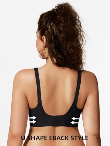 COCOMARTS Jelly Bras for Women No Underwire Scalloped Push Up Wireless Bralettes Seamless Soft Comfort Everyday Tshirt Bra Black XX-Large - Thumbnail 3