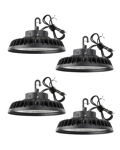YXL 400W Super Bright UFO Led Shop Lights, 60,000LM 100-277V, 5000K, 0-10V Dimmable, US Plug 6' Cable, High Bay Lights for Shop, Barn, Warehouse, UL Listed,4Pack - Image 1