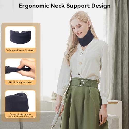 Goldeer Neck Brace for Sleeping, Soft Foam Cervical Collar Neck Support Brace, Keep Vertebrae Stable for Relief of Cervical Spine Pressure for Women & Men(Large) - Thumbnail 3
