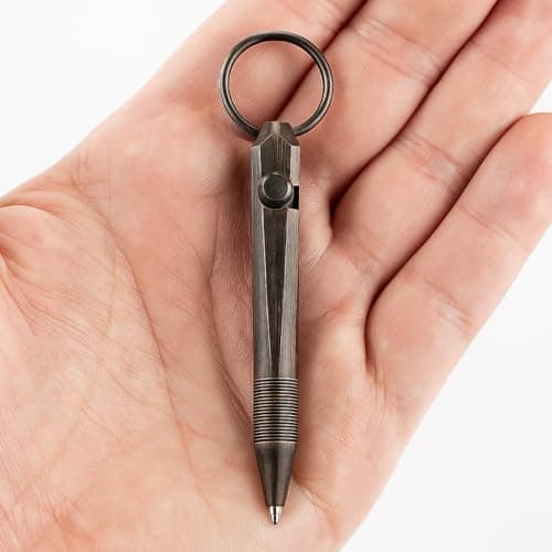 Myrthona Mini Brass Bolt Action Pen Handmade Compact EDC Pocket Ballpoint - Smooth Writing Tool with Keychain, 1 Black Refill & Gift Box, 75 mm - Thumbnail 2