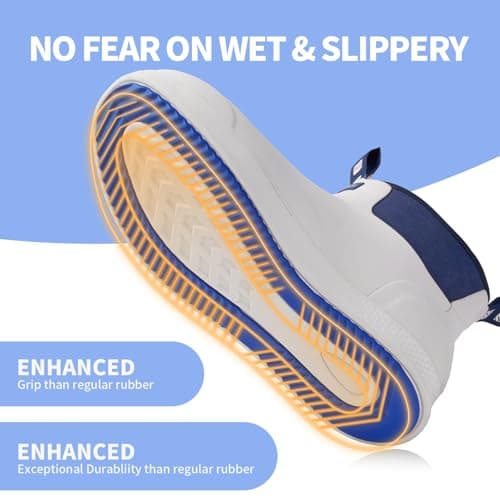 WOVENPAK Deck Boots for Men, Rain Boots Men, Waterproof Fishing Boot, Mens Deck Boots, Anti-slip Rubber Work Ankle Rain Boot Shoes for Outdoor Fishing, Boating, Size 8 - Thumbnail 3