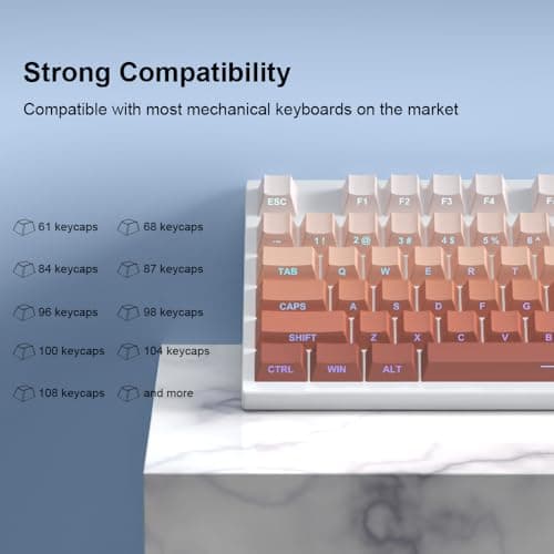 PBT Keycaps -Side Print Key Cap Set, Double Shot Shine Through Custom Key caps, Cherry Profile 133 Keys for Mechanical Keyboards Gradient Rouge - Thumbnail 2
