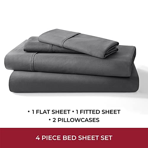 Mellanni 400 Thread Count Cotton Sateen Bedding Set - 4 Piece Bed Sheets Set - Fits Mattresses up to 16" Deep - Cooling Sheet for Hot Sleepers (Full, Gray) - Thumbnail 2