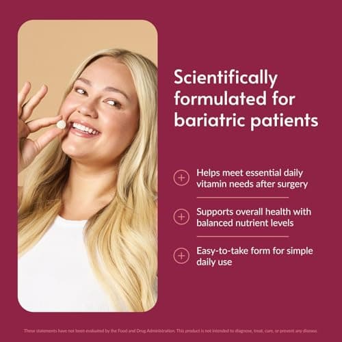 Bariatric Advantage Essential Multivitamin Without Iron - 200 DV of Key Nutrients - Trace Mineral Support* - Multivitamins for Bariatric Patients - Berry - 60 Tablets - Thumbnail 2