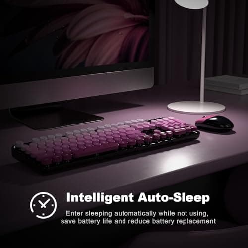 MOFII Wireless Computer Keyboard and Mouse Combo, Typewriter Full Size Keyboard with Number Pad and 2 in 1 USB Connected Mouse for PC Laptop Desktop Windows 7 8 11, Black & Pink - Thumbnail 5