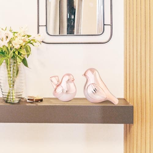 YINUOWEI Rose Gold Birds Statues Home Decor, Modern Bird Figurines Decor, Birds Sculpture Animal Figurines for Living Room, Bedroom, Office Desktop, Bookshelf, Cabinets - Thumbnail 4