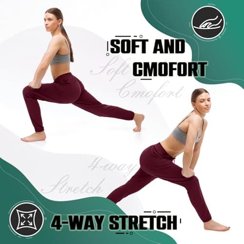 Walifrey Womens Joggers with Pockets, Drawstring Sweatpants Women for Lounging Jogging Gym and Workout Red,1 Pack Red S - Thumbnail 4