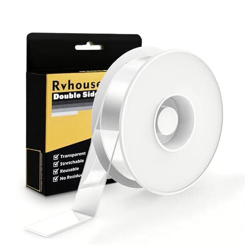 Rvhouse Double Sided Tape, 1.18" x 200" Heavy Duty Clear Nano Mounting Tape with Protective Case Sticky Adhesive for Carpet Picture Poster Office Home RV Decoration - Image 1