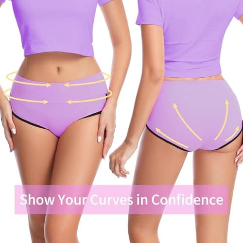 CAILECOTTON Womens Underwear Cotton Underwear for women High Waisted Full Coverage Brief Soft Stretch Breathable Everyday Hipster Ladies Pantie Comfy Briefs - Multi 5 pack - Thumbnail 6