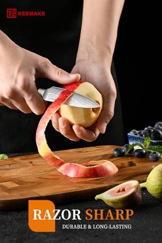 KEEMAKE 3.5 Inch Paring Knife - Ultra Sharp Fruit Knife High Carbon Stainless Steel Small Kitchen Knives for Peeling Slicing with Ergonomic Handle with Elegant Gift Box - Thumbnail 3