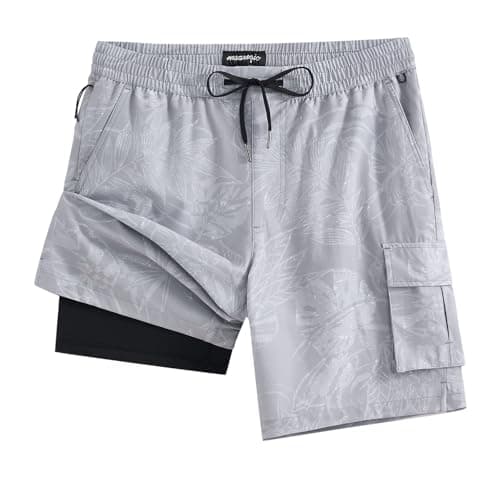 maamgic Mens Swim Trunks with Compression Liner 9 inch Quick Dry Men Bathing Suit Stretch Board Shorts - Image 1