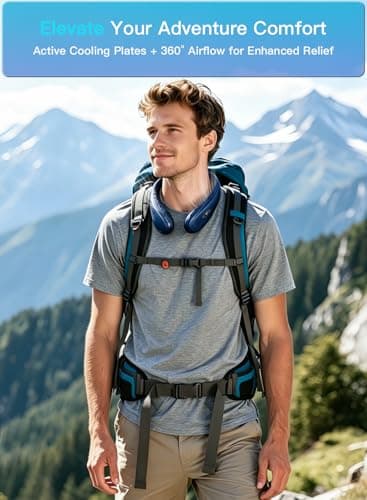 Staholz Neck Air Conditioner Portable, 360° Upward & Downward Back Airflow, Large Cooling Plate & NTC Control, 6000mAh Bladeless Wearable Fan, 6 Speeds for Outdoor, Travel, Office, Golf (Dark Blue) - Thumbnail 5