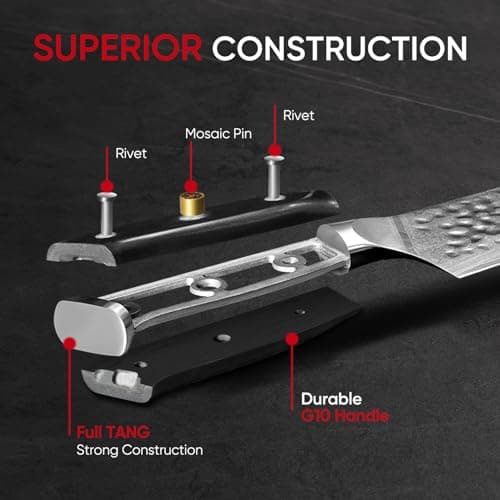 【Chef Choice】 8 Inch Damascus Chef Knife, Anti-Stick Hammered Blade, Japanese AUS-10 67-Layer Kitchen Knife, Ergonomic G10 Handle, Professional Meat & Vegetable Cooking Knife, Gift Box - Thumbnail 5