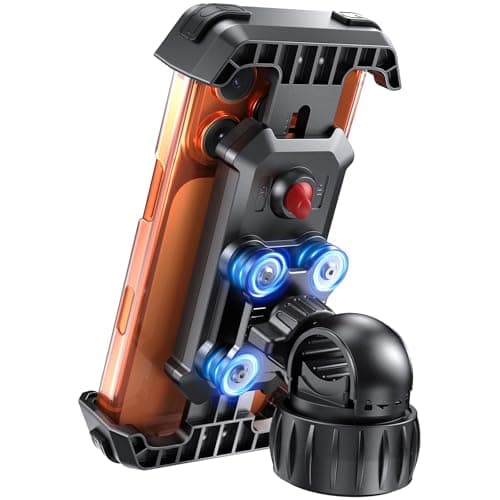 LOXP Anti-Shake Motorcycle Phone Mount - 2026 Dual Vibration Dampener, Universal Bike Phone Holder for iPhone 17/16/15/14/13 Series & Android 4.7-7”, Handlebar Mount for Bicycle/Motorbike/Scooter - Image 1