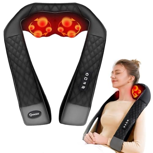 Neck Massager with Heat, Neck Massager for Pain Relief Deep Tissue, 4D Deep Tissue Kneading Massage for Back Leg, Full Body Muscle Pain Relief, Ergonomic Design, Ideal Gift for Women Men, Not Cordless