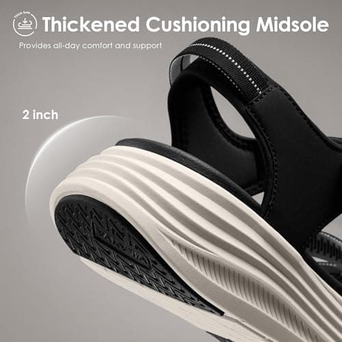 Vilanva Women's Comfortable Orthopedic Platform Walking Sandals with Arch Support Adjustable Buckle Cushioned Midsole for Plantar Fasciitis Relief Casual Sport Summer Outfits - Thumbnail 4