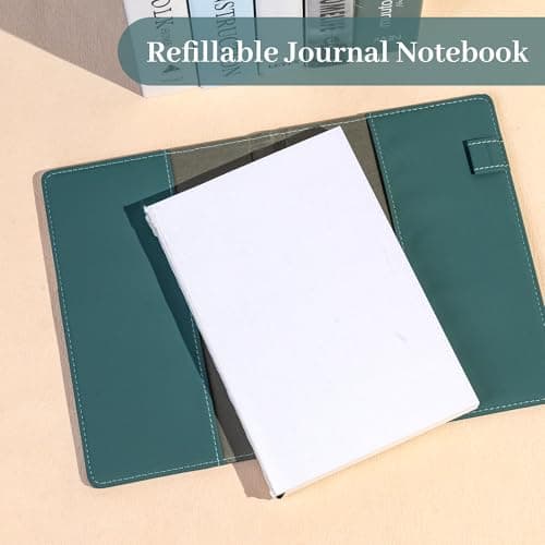 CAGIE Lined Journals for Writing Two-Toned Hardcover Journal Notebook for Women 256 Pages A5 Journal with 100GSM Thick Paper for Work Note Taking Diary, Refillable Design,8.6 x 5.7 Inch, Green - Thumbnail 5
