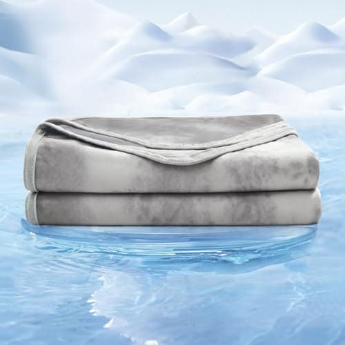 EMME Cooling Throw Blanket for Hot Sleepers, Arc-Chill Q-Max 0.45 Cool Fiber, Lightweight Summer Blanket for Night Sweats Relief, Ultra Breathable for Travel Outdoor, Grey