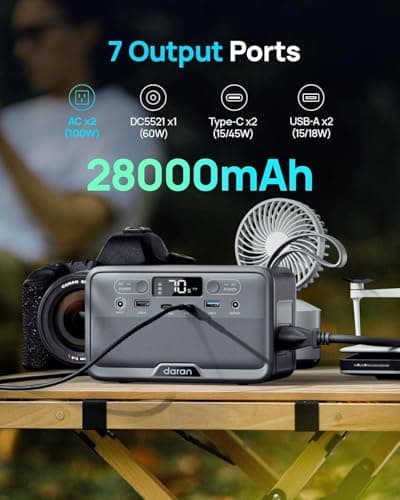 Portable Power Station 100W with 25W Solar Panel LiFePO4 Battery Power Bank with110V AC Outlets Solar Generator Fast Charging for Hurricane Emergency,Outdoor Use,Off-Grid traveling - Thumbnail 2