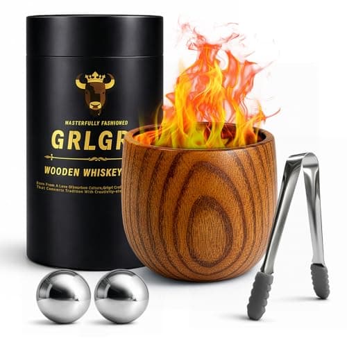 GrlGrl Charred Wooden Whiskey Glasses, Gifts for Men Old Fashion Bourbon Drinking Cup, Perfect Presents for Dad, Boy Friend, Husband, Brother or Whiskey Lovers, 1 pack