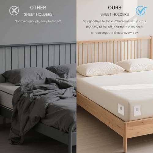 Upgrade Bed Sheet Holders for Corners: 4Pcs Fitted Lock Sheet Holders Keep Sheets Firm & Tight, Heavy Duty Bed Sheet Clips, with Clip Easy to Install for All Mattress Sizes - No More Loose Sheets - Thumbnail 5