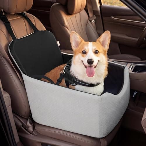 Cozila Dog Car Seat for Small/Medium Dogs Up to 35 lbs, 5in Booster Car Seat Cushion, Fully Detachable and Washable, with Safety Belt and Anti-Slip Base, Grey - Image 1
