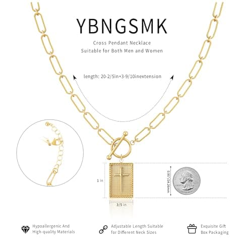 YBNGSMK Gold Cross Necklace for Women - 18K Gold Cross Necklace for Women, Daughter, Girlfriend, Family, Fashion Gifts - Thumbnail 2