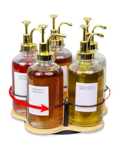 IntreLife Rotating Coffee Syrup Organizer, Syrup Bottle Holder for Coffee Syrup Dispenser 16.9oz, Bamboo Coffee Syrup Rack for Coffee Bar Station Countertop, Coffee Bar Accessories(Syrup Rack Only) - Image 1