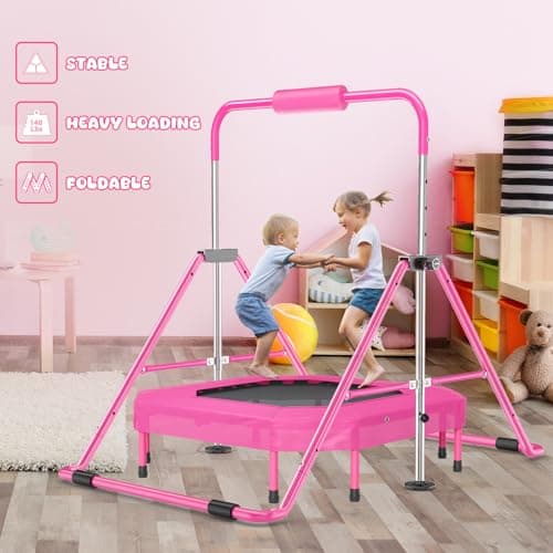 Safly Fun Foldable Gymnastics Bar for Kids, Adjustable 35"-51", Sturdy 148 lbs Capacity, Easy-to-Assemble, Gymnastics Equipment for Kids for Indoor/Outdoor Training - Thumbnail 6