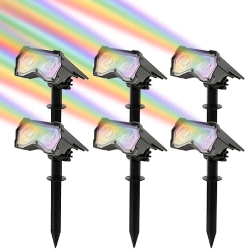 solebell Solar Spotlights Outdoor [ 8 Colors/10 Modes], 2 in 1 Solar Powered Garden Spotlights with IP65 Waterproof, Landscape Pathway Lights for Christmas Decorations Pathway, Porch, Gate (6) - Image 1