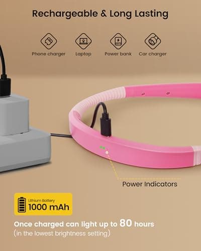 Glocusent Upgraded LED Neck Reading Light, Book Light for Reading in Bed, 30-min Timer, 3 Colors & 3 Brightness Adjustable, Rechargeable & Long Lasting, Perfect for Reading, Knitting - Thumbnail 5