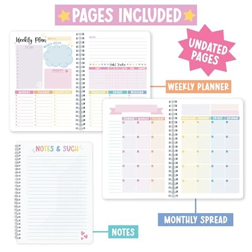 Undated Planner Weekly and Monthly - Spiral Undated Weekly Planner for Kids & Adults, Week Planners Habit Tracker, Goal Planners Notebook for Work, Agenda Planning Notebook - Thumbnail 3