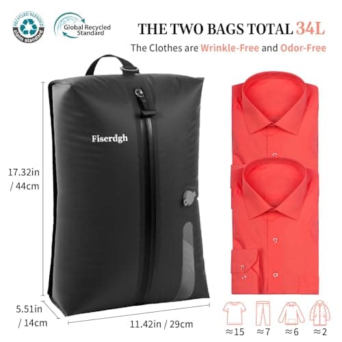 Vacuum Compression Bags for Travel with Electric Pump, Space Saver Vacuum Seal Bags for Clothing with IPX8 Waterproof Zipper, Reusable & No Odor for Suitcase and Backpack, Gray (2PC+Pump) - Thumbnail 2