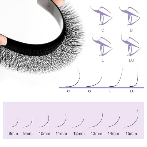 NATUHANA 4D YY Eyelash Extension Colored 0.07mm C Curl 8-14mm Mixed Tray Premade Fan 2D Y Shape Volume Lash 12 Rows Color Lashes (8-14 MIX, Brown, 0.07 C) - Thumbnail 6