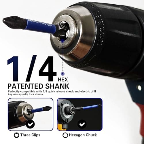 Facoow 15-Pack Phillips Bits #2 Impact, Anti-Slip 2-Inch Magnetic Phillips Head Drill & Screwdriver Bits, PH2 Premium S2 Steel 1/4" Hex Shank for Impact Drivers, Professional & DIY Use - Thumbnail 5