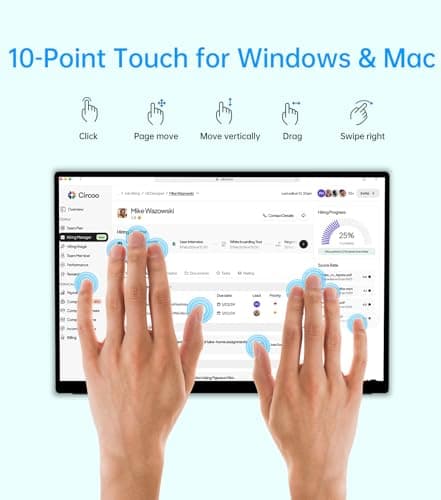 DAMRAPT Portable Monitor Touchscreen 15.6" with Stylus Pen, Travel Monitor FHD IPS 10-Point Touch Screen, Protective Sleeve, Built-in Stand, HDMI USB C External Screen for Mac, Laptop, PC - Thumbnail 4
