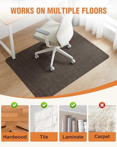Carvapet Office Chair Mat for Hardwood Floor, 36x48 Inch Heavy Duty Floor Protector, Non Slip Desk Chair Mat for Rolling Computer Gaming Chairs, Easy to Clean Dark Brown - Thumbnail 6
