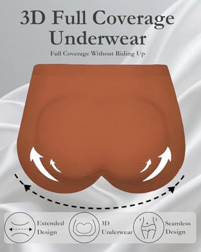 Ailongcity Womens Underwear High Waist Tagless 7 Pack Panties Seamless Full Coverage Briefs Silky Stretch (US, Alpha, Small, Regular, Regular, Orange/Marron/Nude/Green/Coffee brown/Purple/Black) - Thumbnail 4