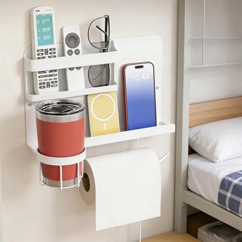 Bedside Wall Organizer,Floating Bedside Shelf Wall Mount Organizer,Cute Room Decor Aesthetic,Girls Room Decor, Cool Stuff for Bedroom Storage and Organization - Image 1