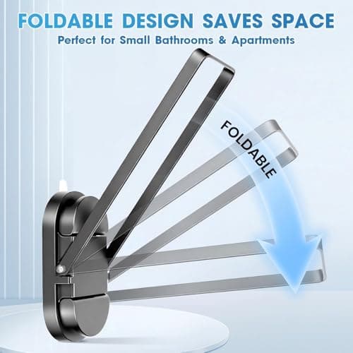 Heavy Duty Suction Cup Towel Bar for Bathroom - 20LB No Drill Foldable Stainless Steel Towel Rack Holder Shower Door RV Rental Kitchen Wall Mount - Thumbnail 6