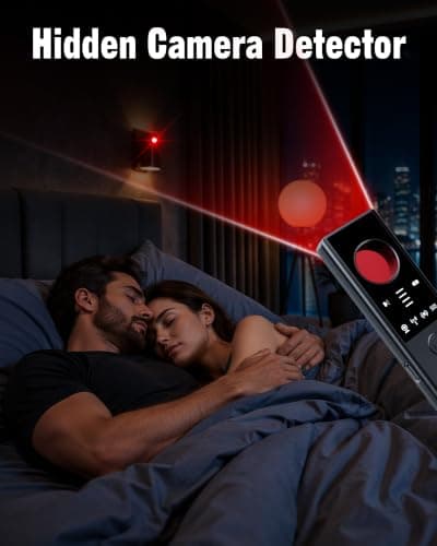 QLUNMOU Hidden Camera Detectors - 6-in-1 GPS Tracker & Bug Detector, Anti-Spy Device, Portable Privacy Protector for Solo Users/Hotel/Office/Home/Car with Intrusion Alert & SOS Flash Alert, Black - Thumbnail 4